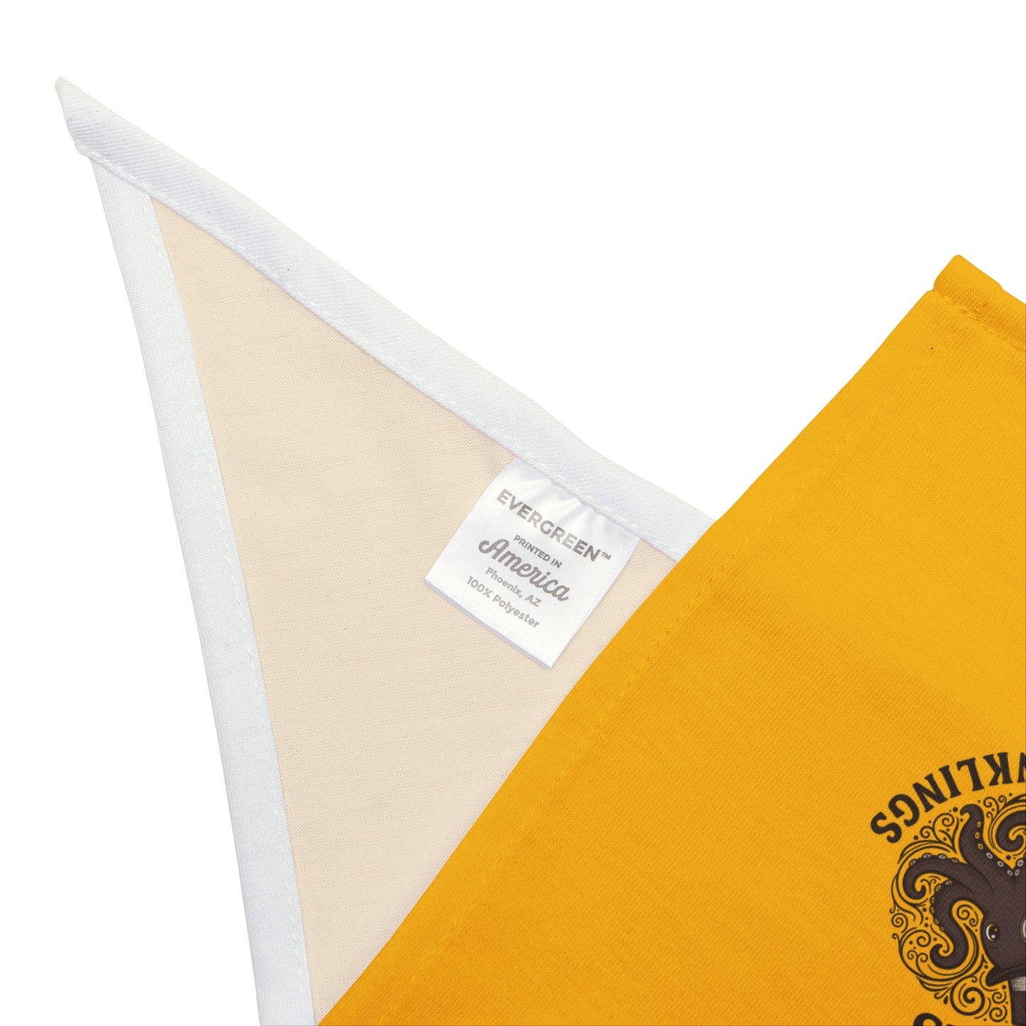 Yellow Pet Bandana with Retro Octopus Logo — Stylish Dog & Cat Accessory