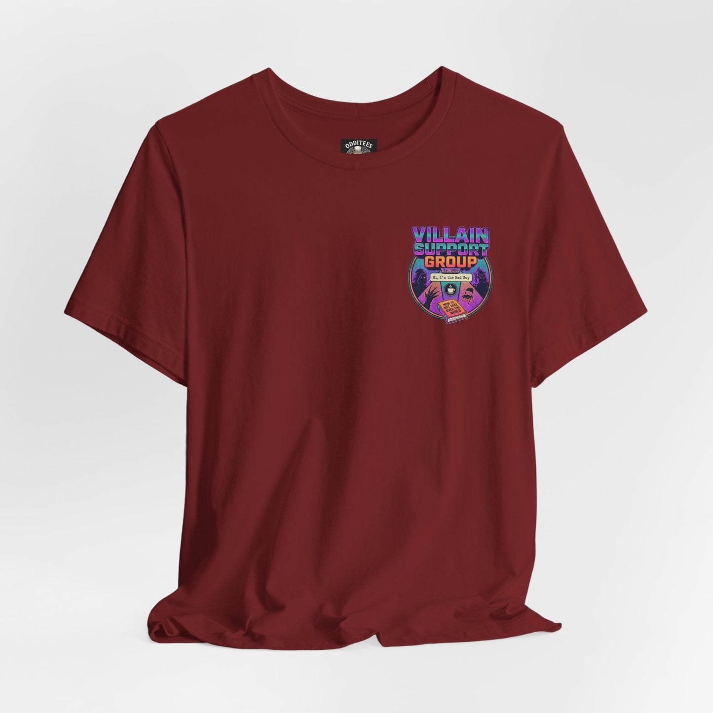 Villain Support Group T-Shirt — Funny Retro Supervillain Meetup Tee