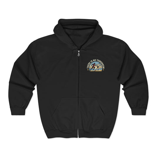 "There Is No Tomorrow" Underdog Montage Full- Zip Hoodie - Retro Fitness Training Full-Zip Sweatshirt