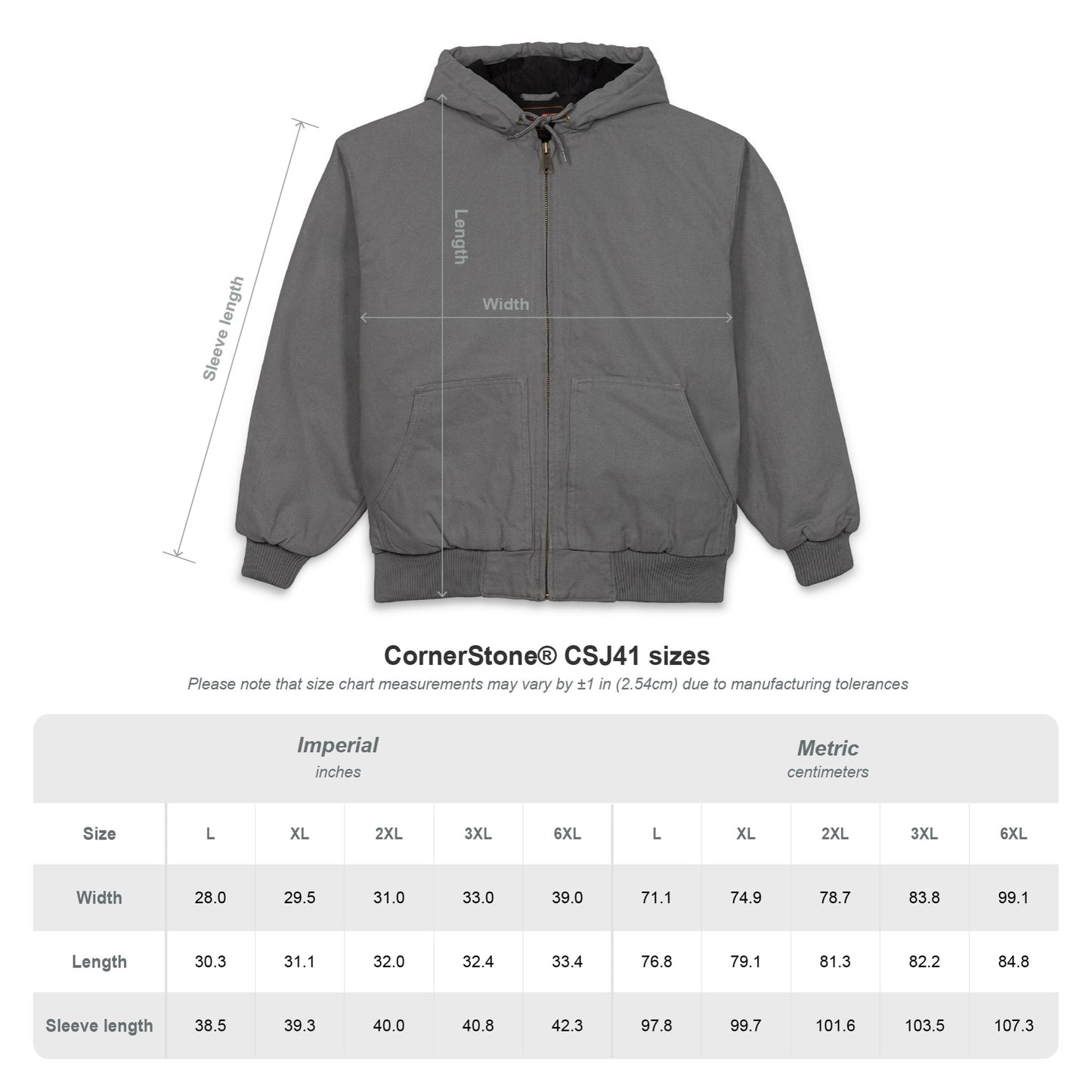 Men's Duck Cloth Hooded Work Jacket - Embroidered Pocket Accent