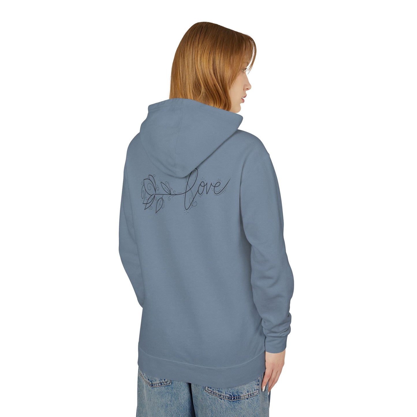 Love Floral Hoodie — Minimal Line Rose Hooded Sweatshirt