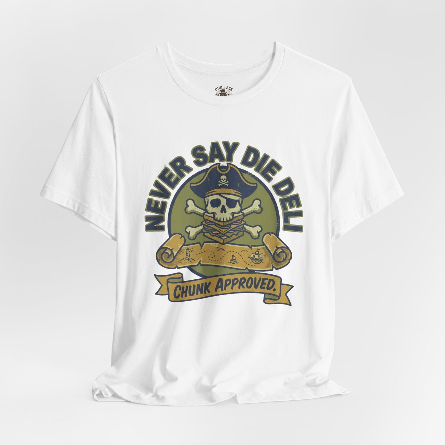 Never Say Die Deli T-Shirt — Skull & Sandwich Vintage Graphic Tee
