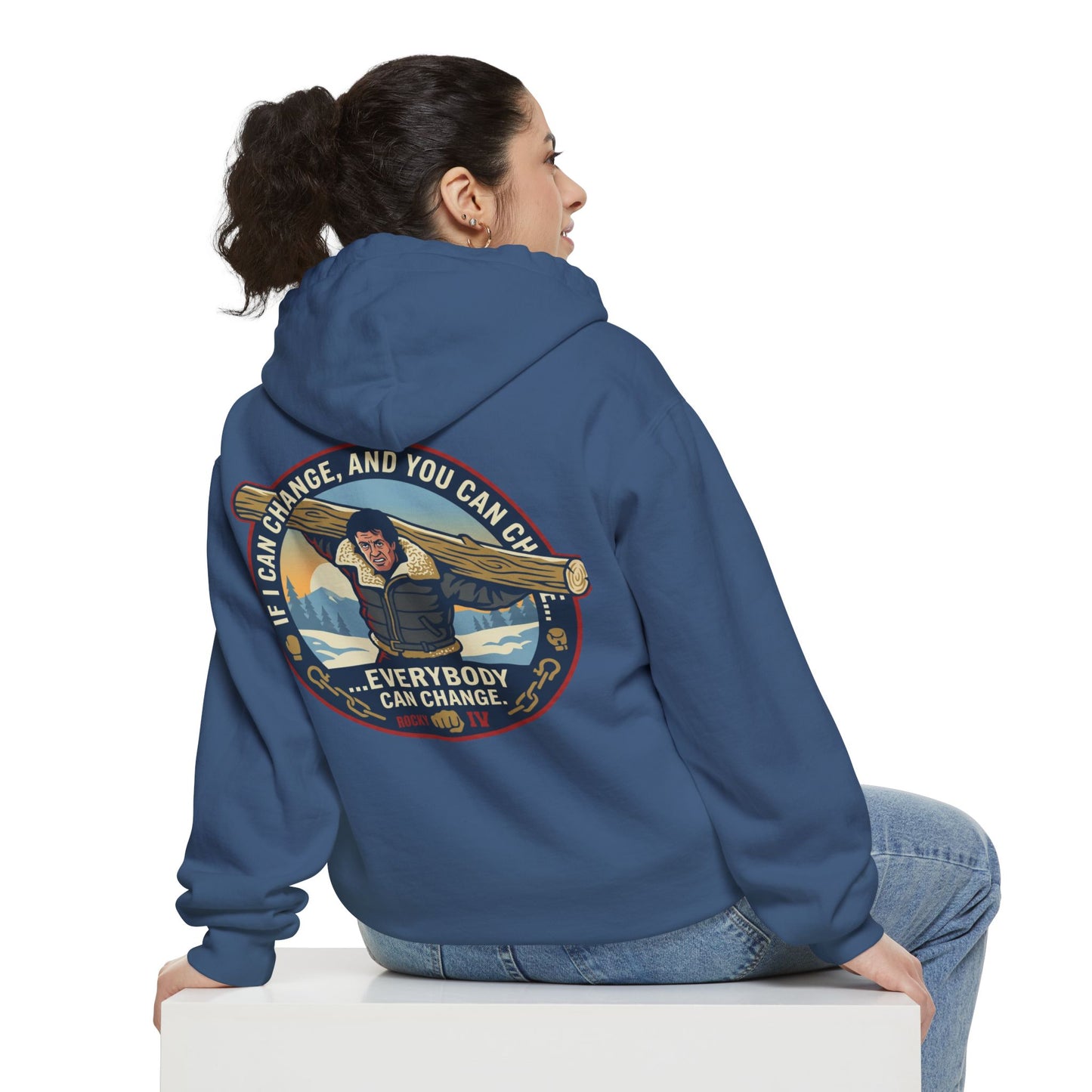 "Everybody Can Change" Underdog Montage Training Hoodie — 90's Retro Boxing Champ Inspiration Hoodie