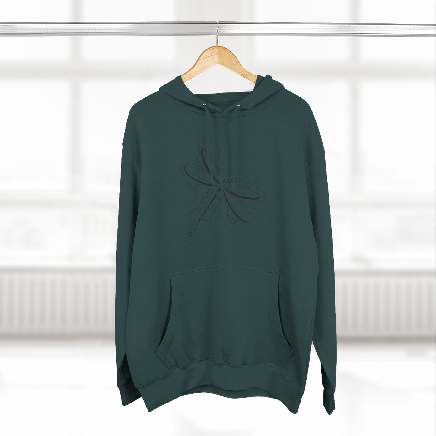 Dragonfly Minimalist Hoodie — Subtle Line Art Fleece Pullover
