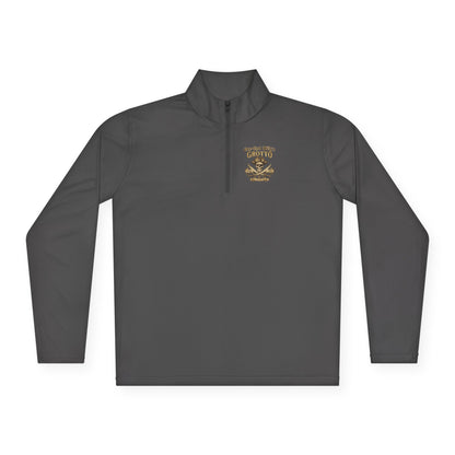 Quarter-Zip Pullover — "One-Eyed Willy's Grotto" Pirate Skull Fishing Pullover