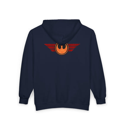Rebel Wings Zip Hoodie — Vintage Pilot Emblem Full‑Zip Hoodie