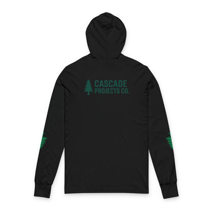 Hooded Long Sleeve Tee — Cascade Projects Co. Mountain & Tree Logo