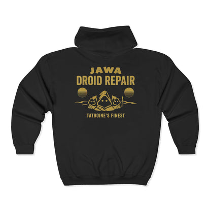 Jawa Droid Repair Full-Zip Hoodie — Tatooine's Finest Star Wars Inspired Zip Sweatshirt