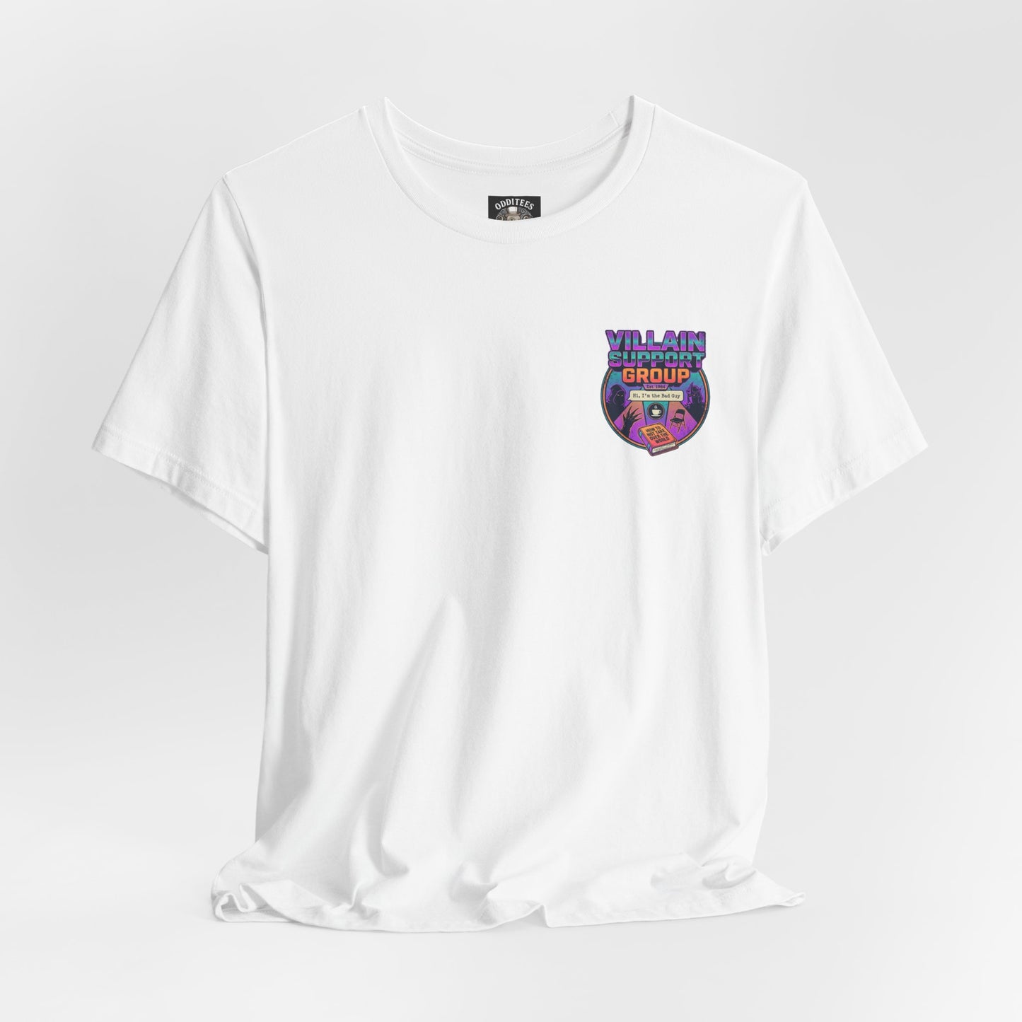 Villain Support Group Tee — Funny Supervillain Graphic T-Shirt