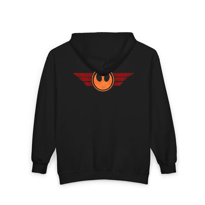 Rebel Wings Zip Hoodie — Vintage Pilot Emblem Full‑Zip Hoodie