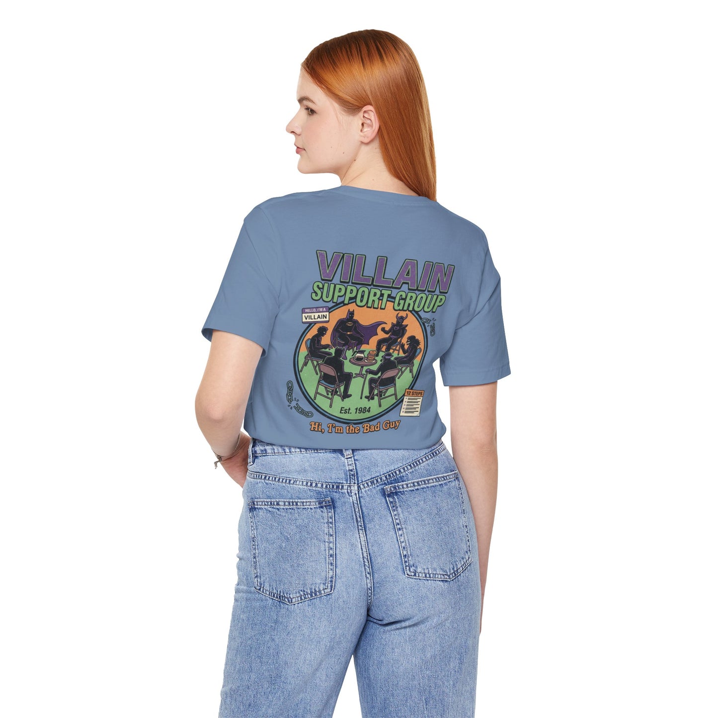 Villain Support Group Tee — Funny Supervillain Graphic T-Shirt