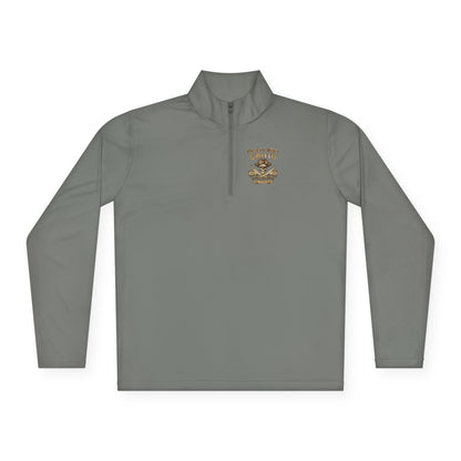 Quarter-Zip Pullover — "One-Eyed Willy's Grotto" Pirate Skull Fishing Pullover