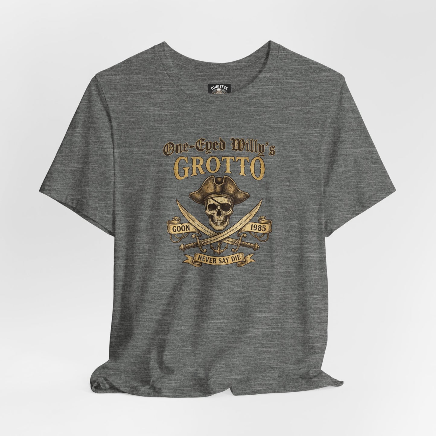 One-Eyed Willy's Grotto Pirate Skull T-Shirt — 80's Treasure Map Tee