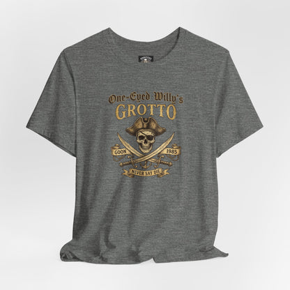 One-Eyed Willy's Grotto Pirate Skull T-Shirt — 80's Treasure Map Tee