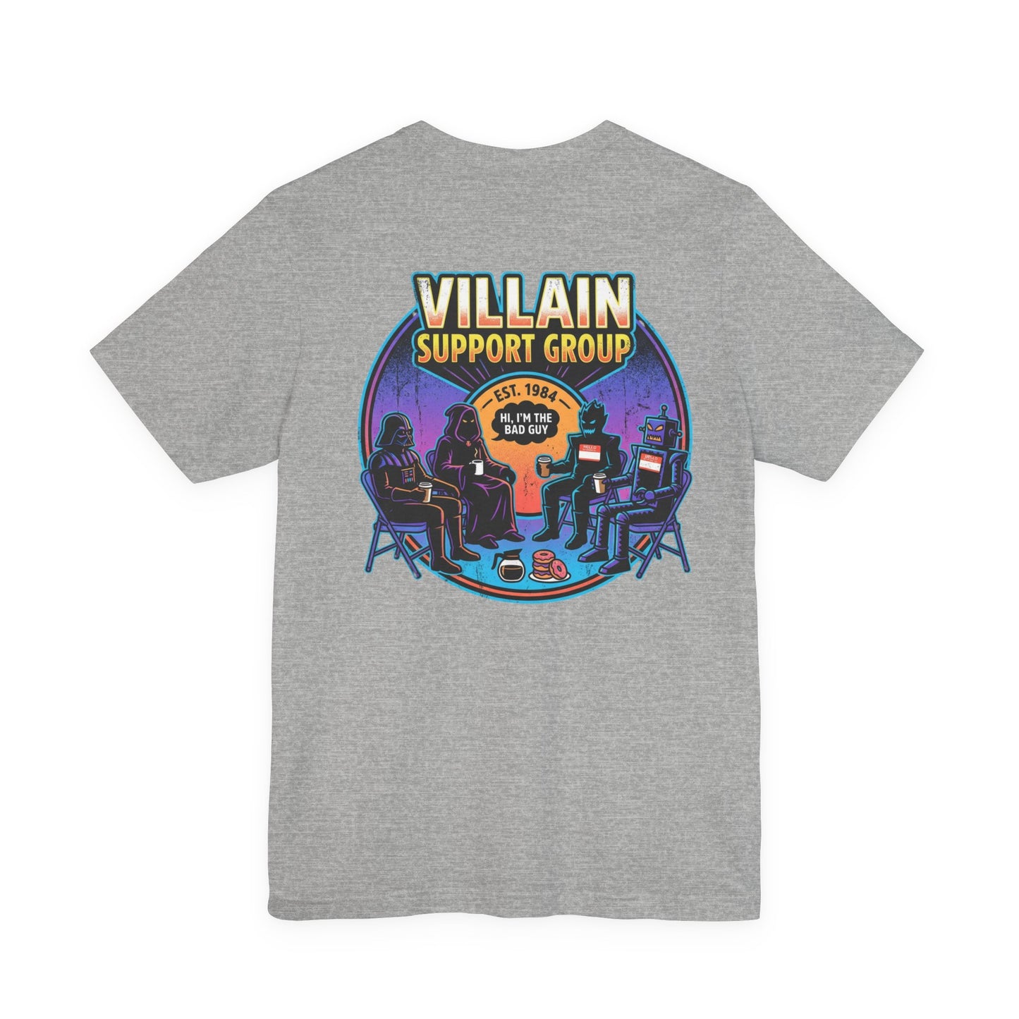 Villain Support Group T-Shirt — Funny Retro Supervillain Meetup Tee