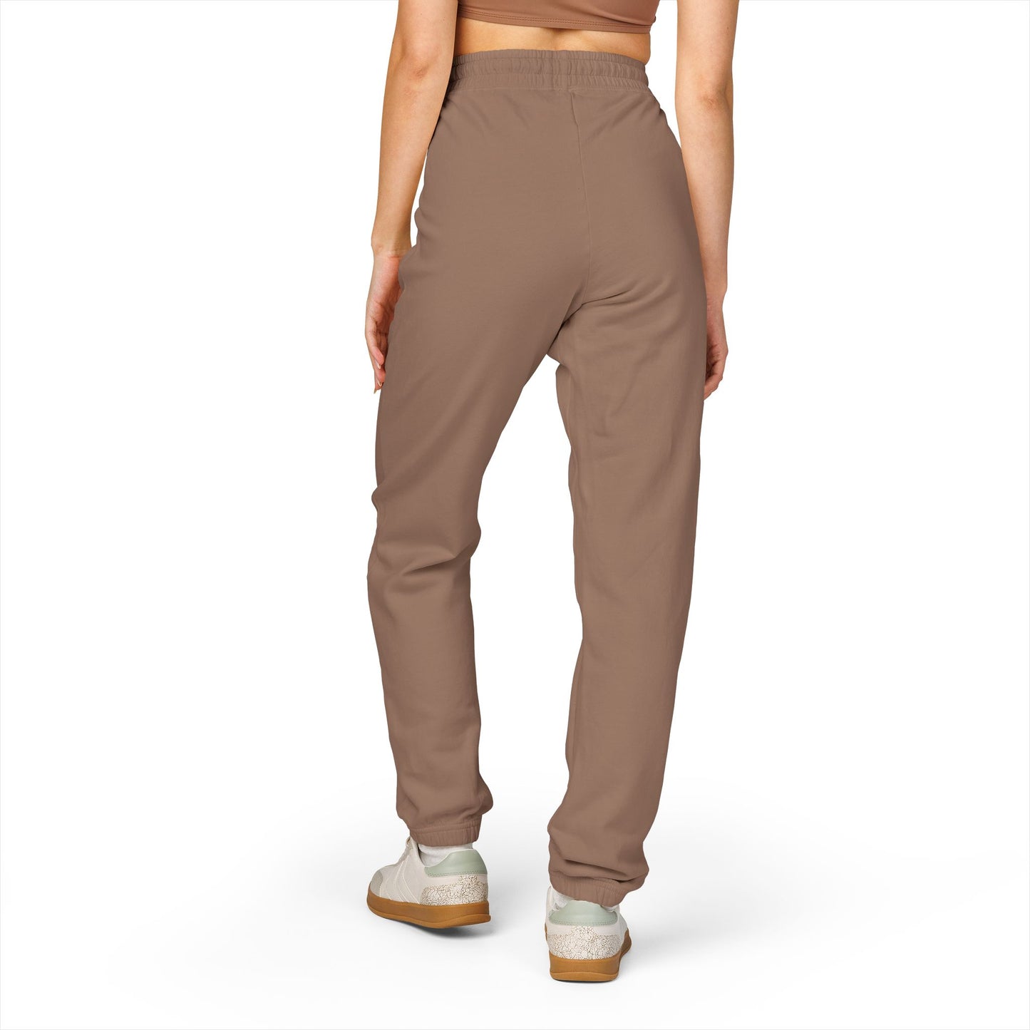 Rose Script Sweatpants — Garment-Dyed Fleece Joggers with Rose & "Love" Script