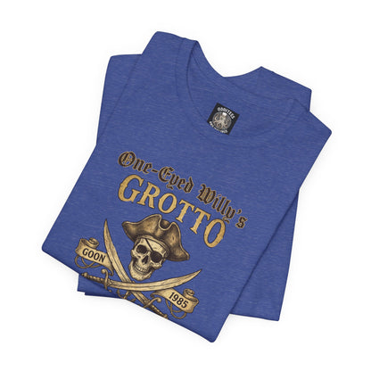 One-Eyed Willy's Grotto Pirate Skull T-Shirt — 80's Treasure Map Tee