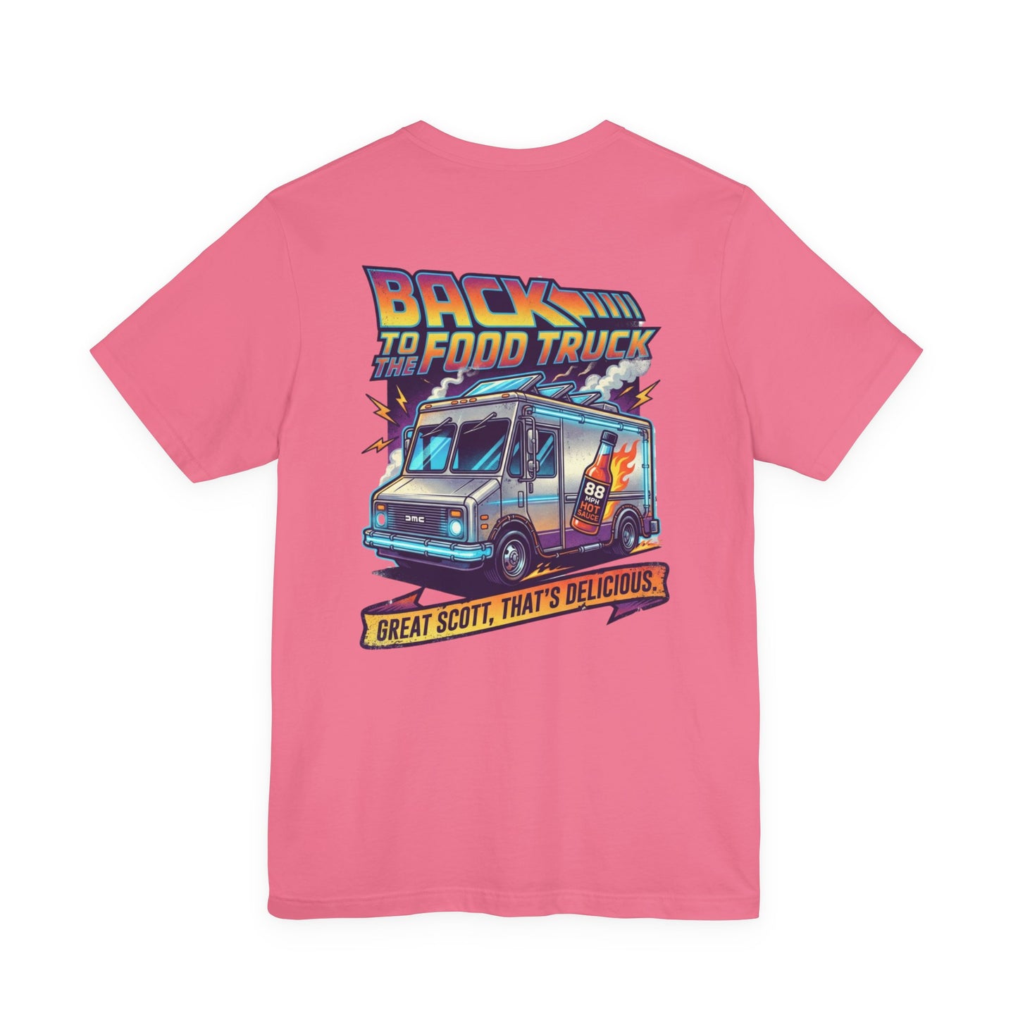 Back to the Food Truck Future Tee — 88mph Hot Sauce 80's Food Truck Graphic T-Shirt