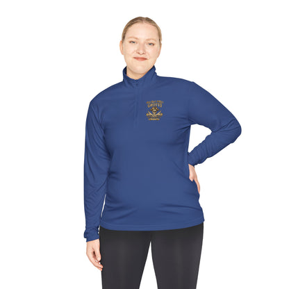 Quarter-Zip Pullover — "One-Eyed Willy's Grotto" Pirate Skull Fishing Pullover