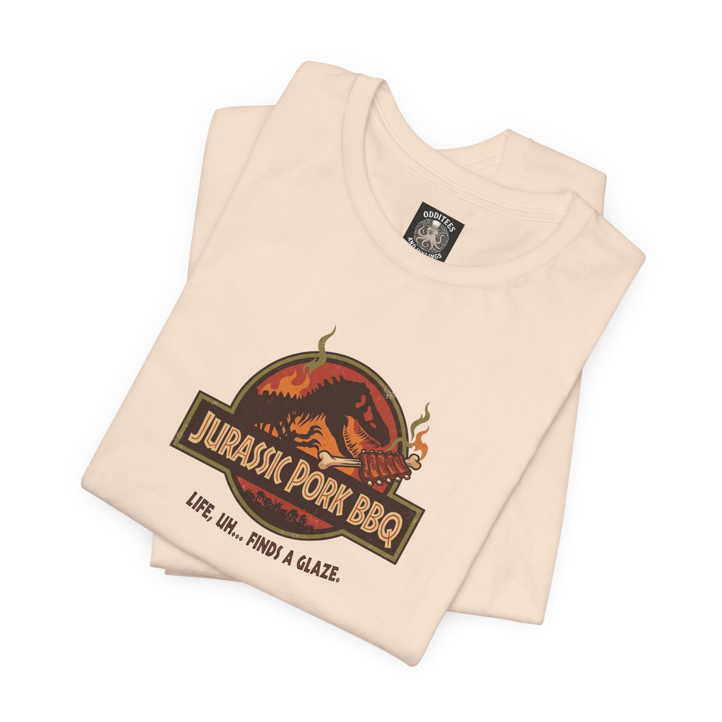 Jurassic Pork BBQ T-Shirt — Funny Dino Grilling Tee ("Jurassic Pork BBQ")