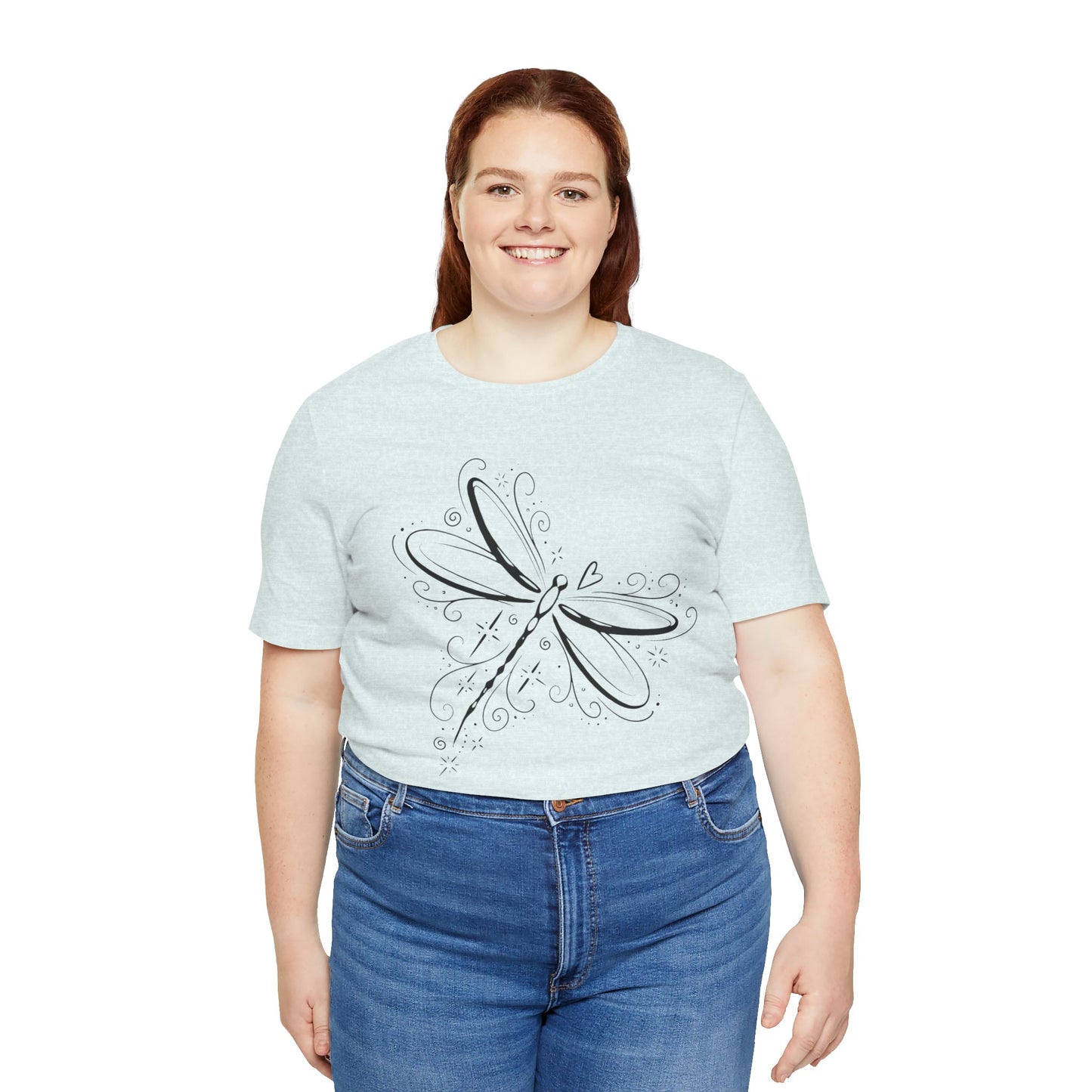 Dragonfly Line Art T-Shirt — Elegant Minimal Nature Tee