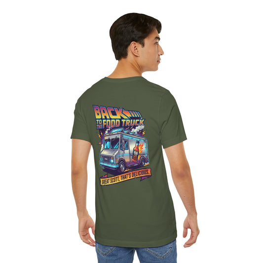 Back to the Food Truck Future Tee — 88mph Hot Sauce 80's Food Truck Graphic T-Shirt