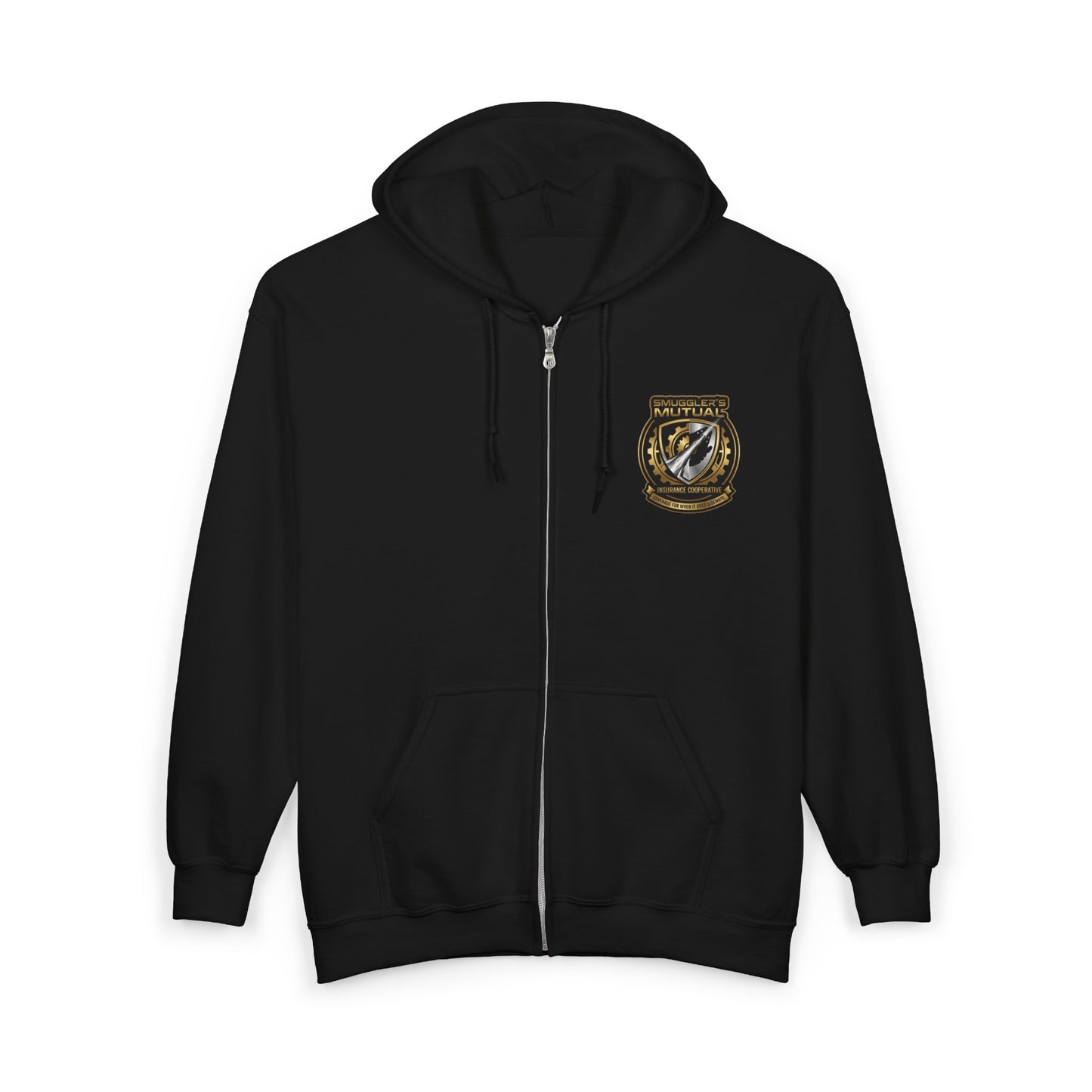 Smuggler's Mutual Insurance Co. Zip Hoodie - SoloVerse Side Hustle Sci-Fi Full-Zip Hoodie