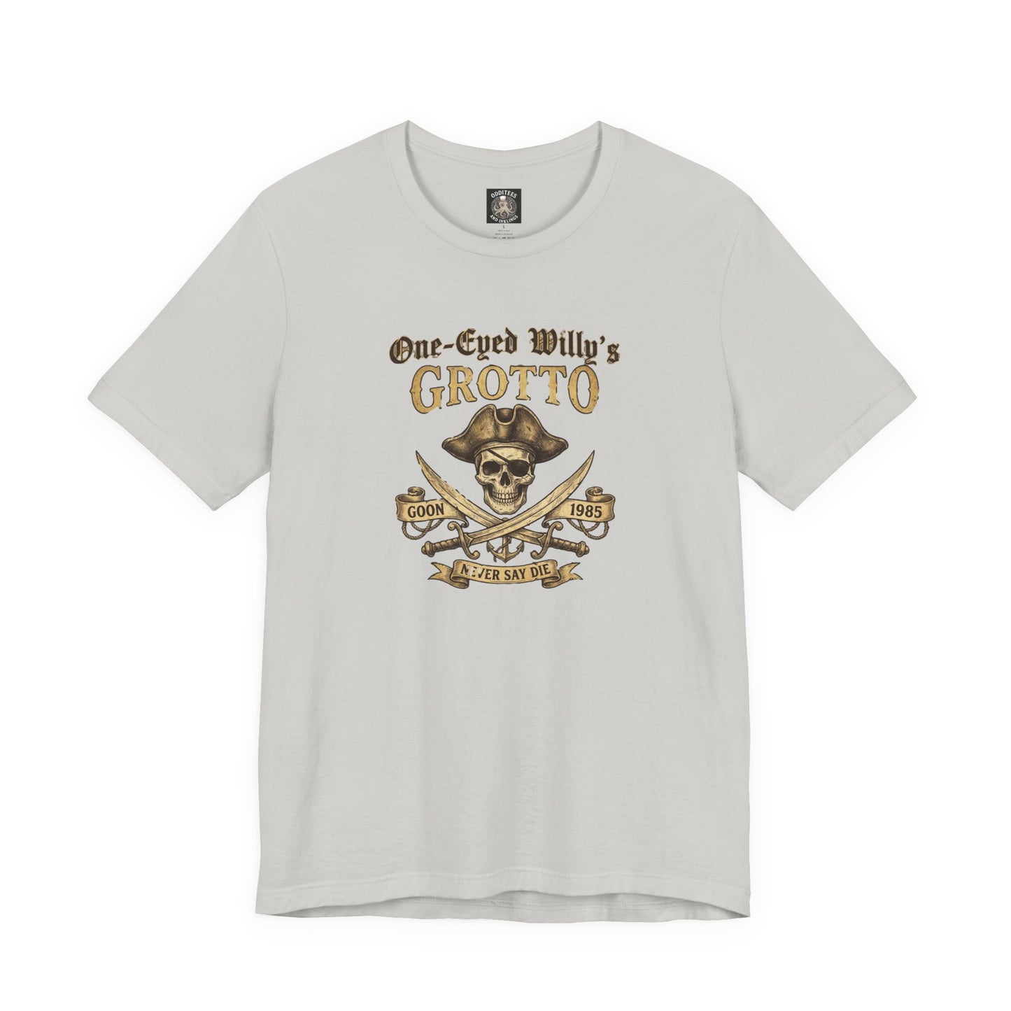 One-Eyed Willy's Grotto Pirate Skull T-Shirt — 80's Treasure Map Tee