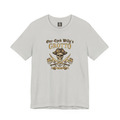 One-Eyed Willy's Grotto Pirate Skull T-Shirt — 80's Treasure Map Tee