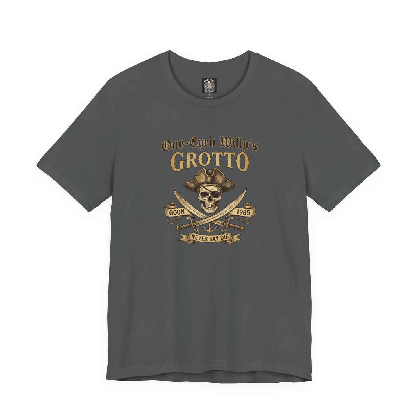 One-Eyed Willy's Grotto Pirate Skull T-Shirt — 80's Treasure Map Tee