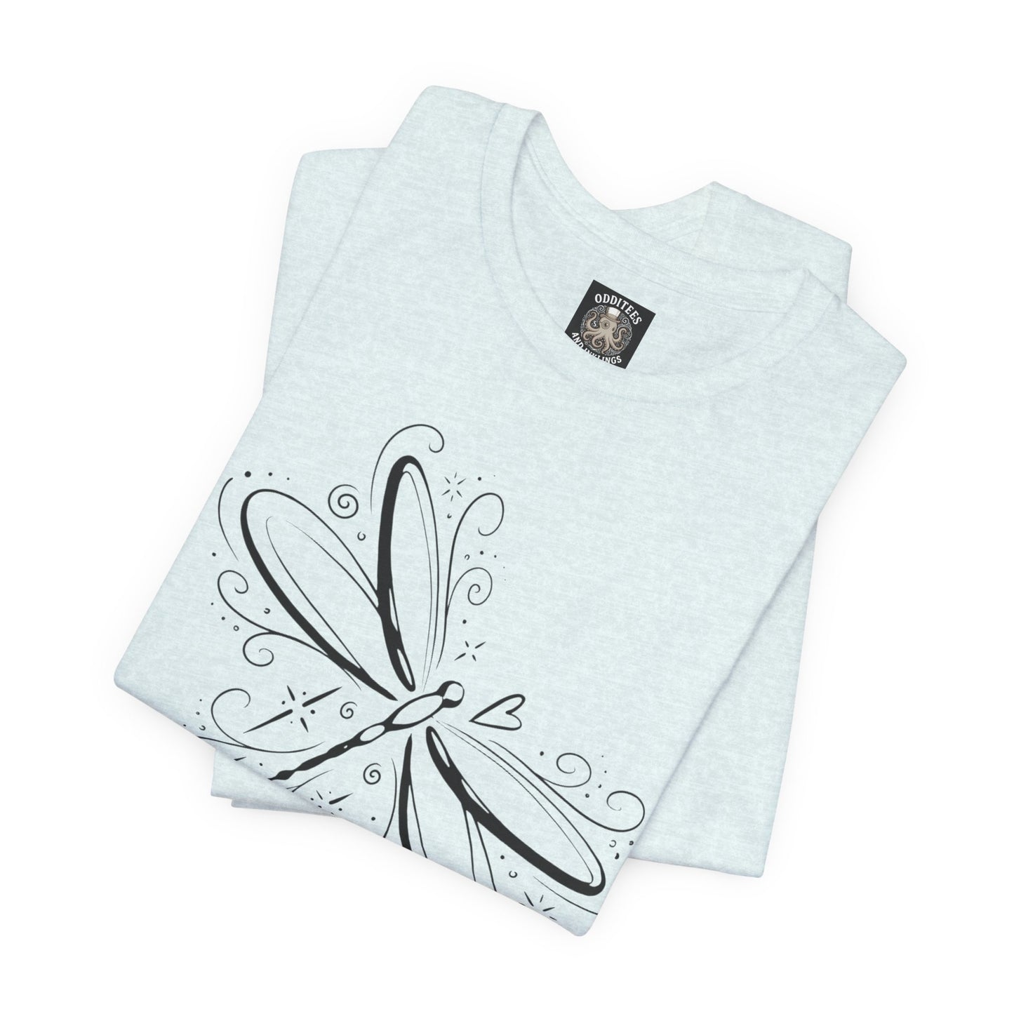Dragonfly Line Art T-Shirt — Elegant Minimal Nature Tee