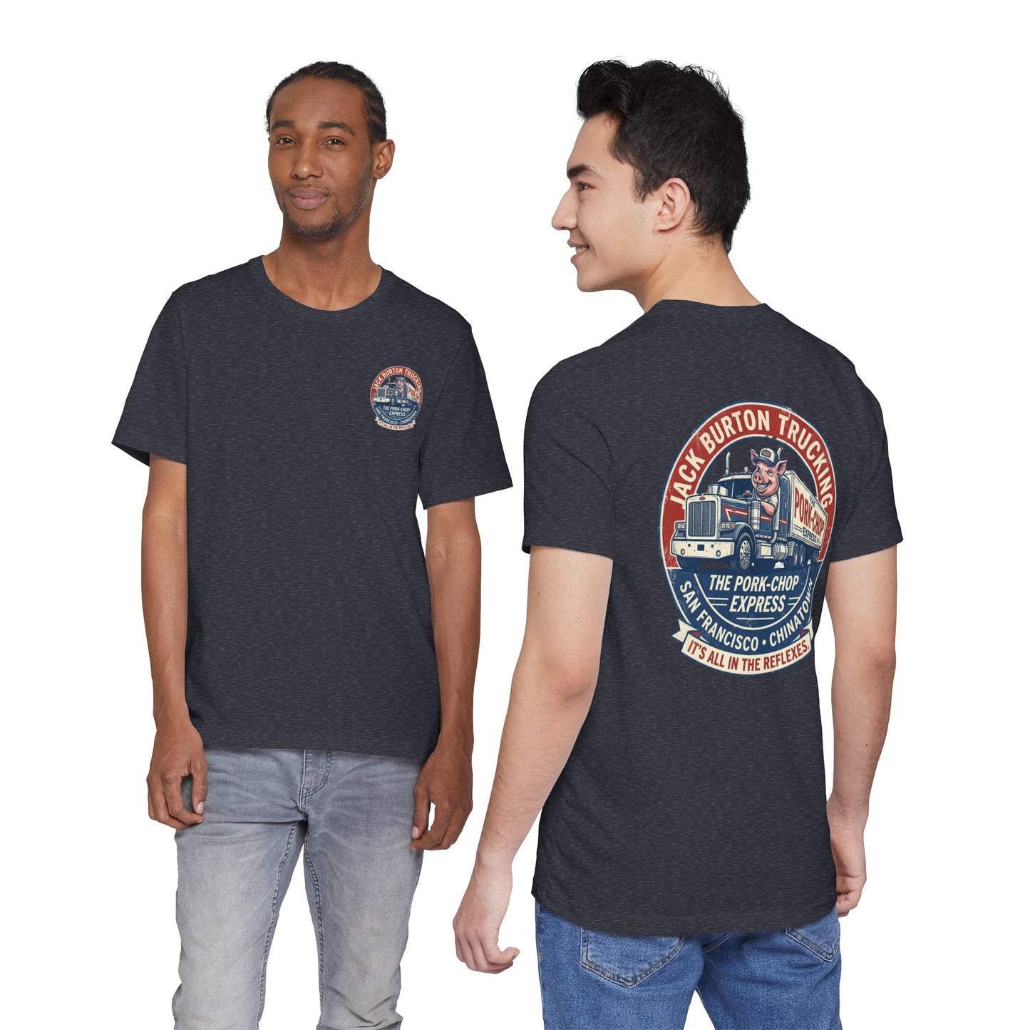 Truck Driver Graphic Tee — "Jack Burton Trucking: The Pork-Chop Express" Vintage San Francisco Design
