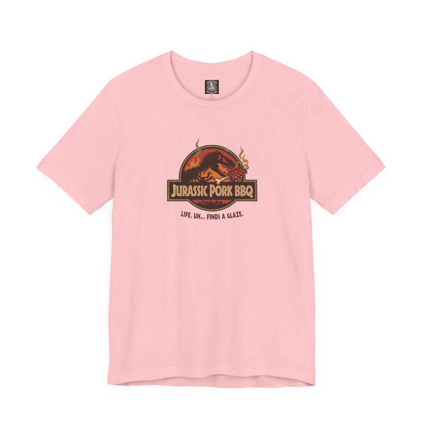 Jurassic Pork BBQ T-Shirt — Funny Dino Grilling Tee ("Jurassic Pork BBQ")