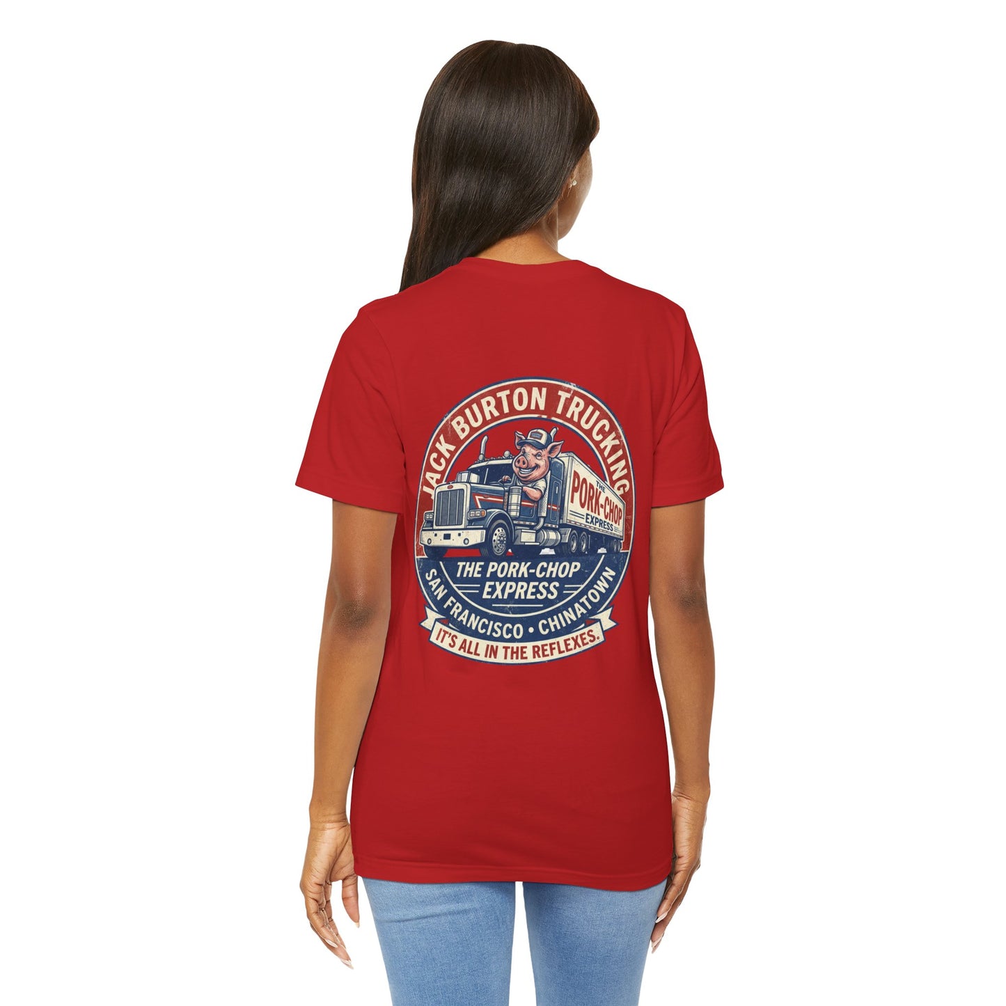 Truck Driver Graphic Tee — "Jack Burton Trucking: The Pork-Chop Express" Vintage San Francisco Design
