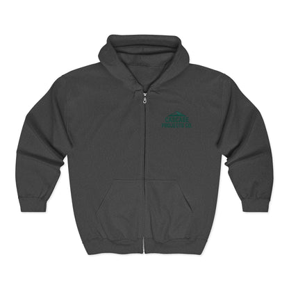 Cascade Projects Co. Zip Hoodie — Mountain Logo Full-Zip Sweatshirt