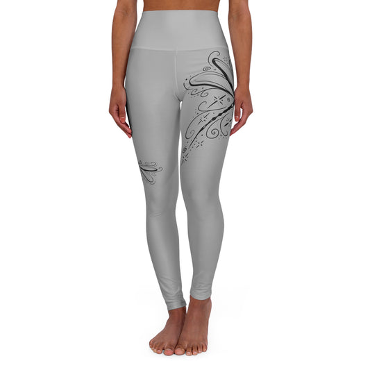 Pink Floral Swirl High-Waist Yoga Leggings