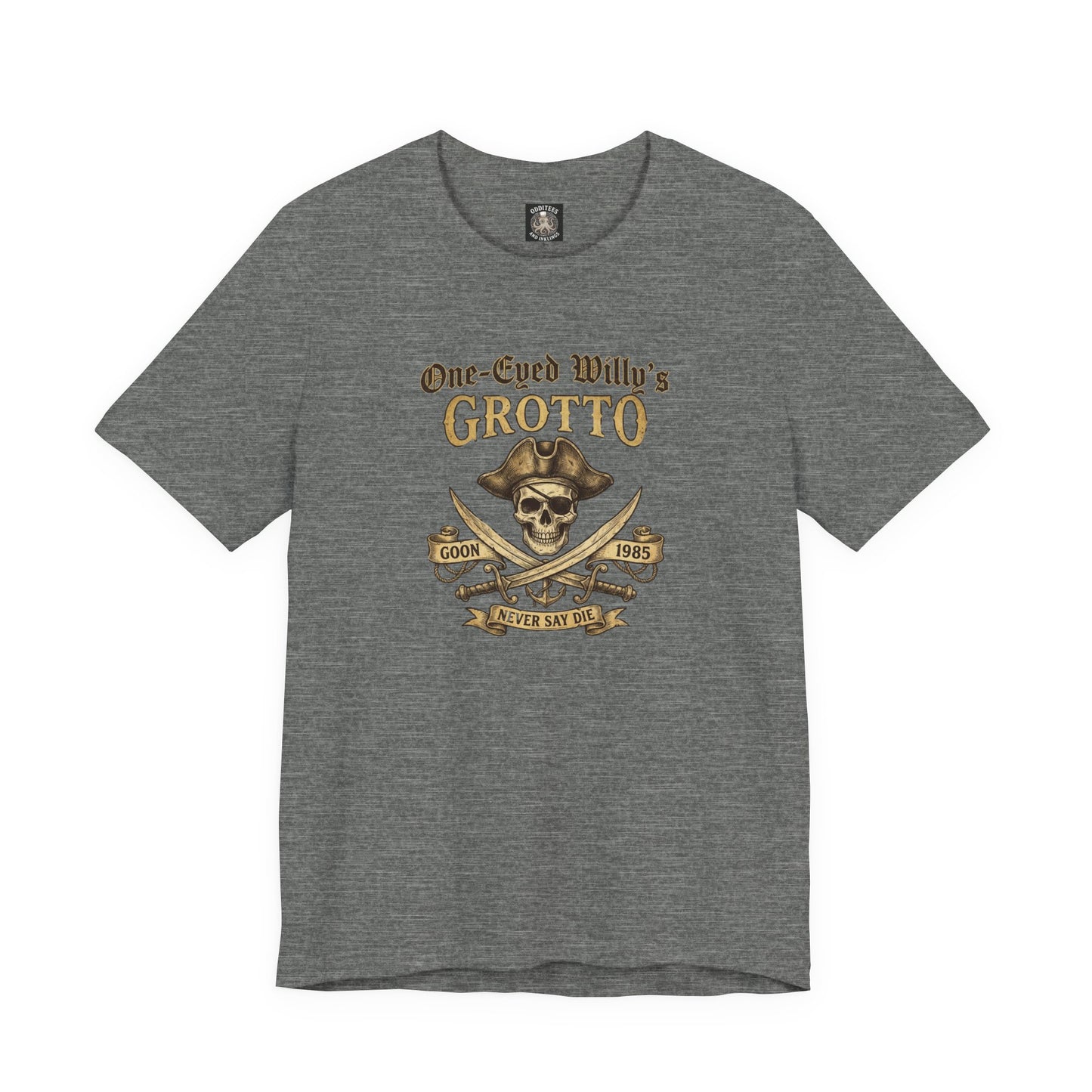 One-Eyed Willy's Grotto Pirate Skull T-Shirt — 80's Treasure Map Tee