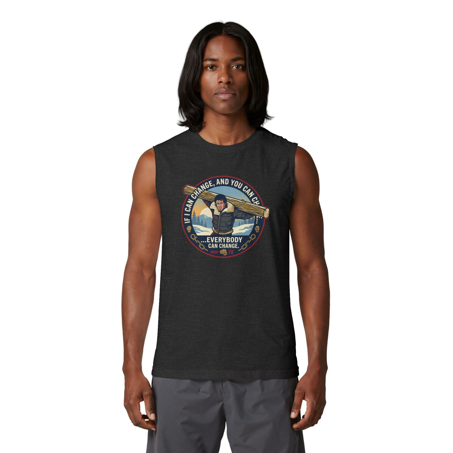 "Everybody Can Change" Underdog Montage Lifting Tank — Retro 90's Boxing Champ Muscle Tank