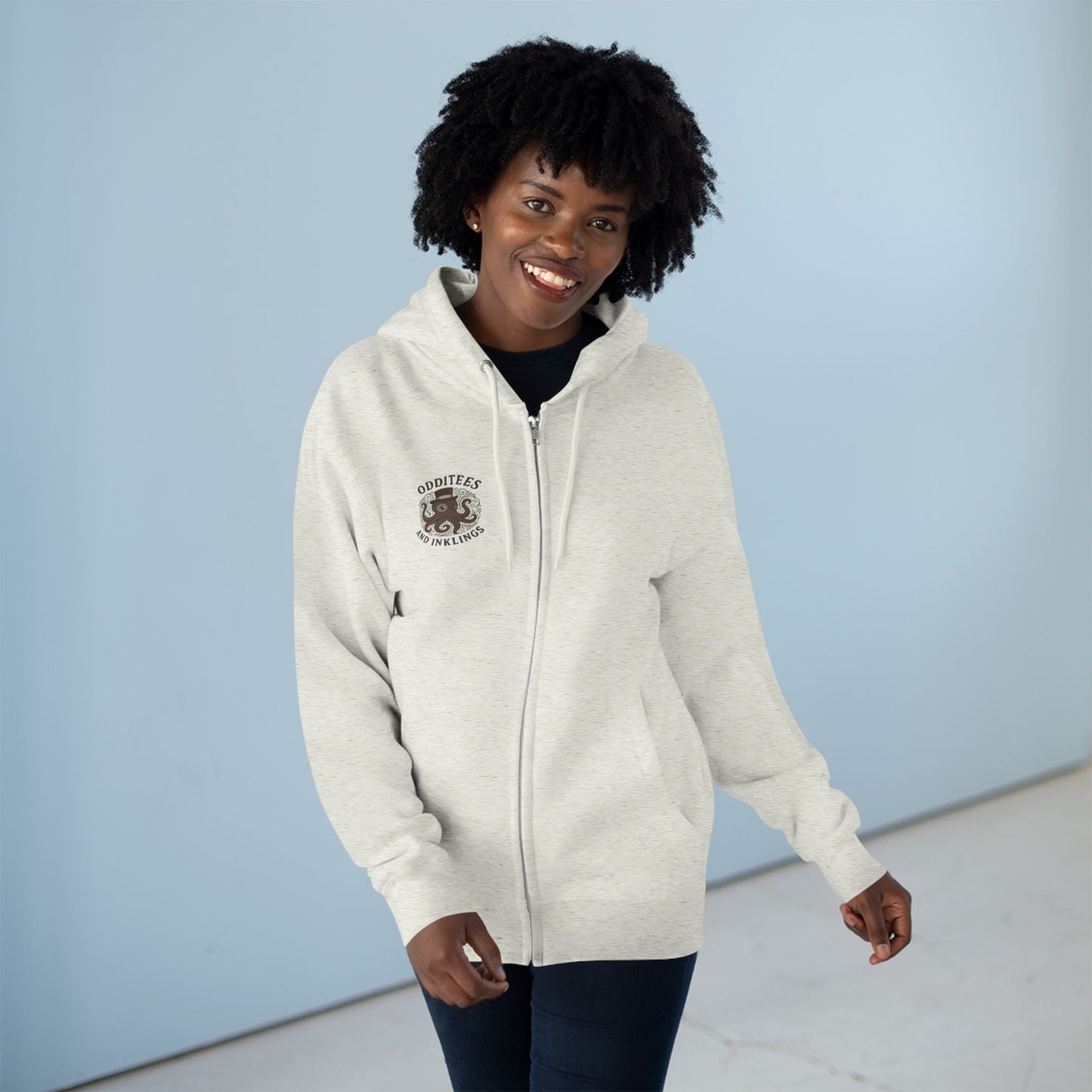 Octopus Logo Zip Hoodie — "Odditees and Inklings" Graphic Zip-Up