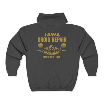 Jawa Droid Repair Full-Zip Hoodie — Tatooine's Finest Star Wars Inspired Zip Sweatshirt