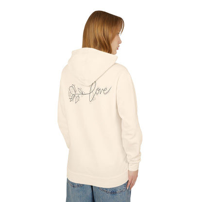 Love Floral Hoodie — Minimal Line Rose Hooded Sweatshirt