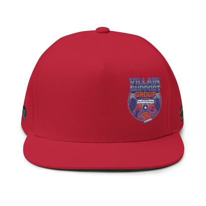 Villain Support Group - Flat Bill Snapback Cap — Embroidered Vintage Badged