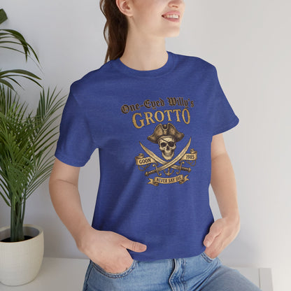 One-Eyed Willy's Grotto Pirate Skull T-Shirt — 80's Treasure Map Tee