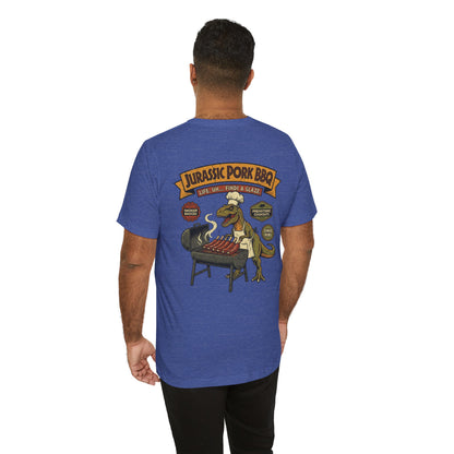 Jurassic Pork BBQ T-Shirt — Funny Dino Grilling Tee ("Jurassic Pork BBQ")