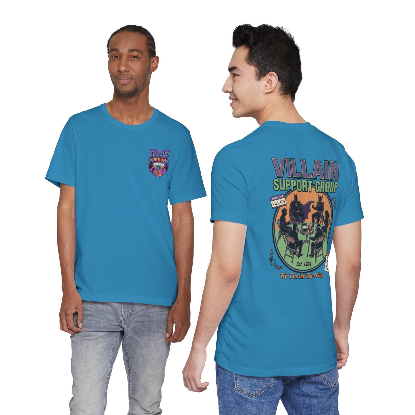 Villain Support Group Tee — Funny Supervillain Graphic T-Shirt
