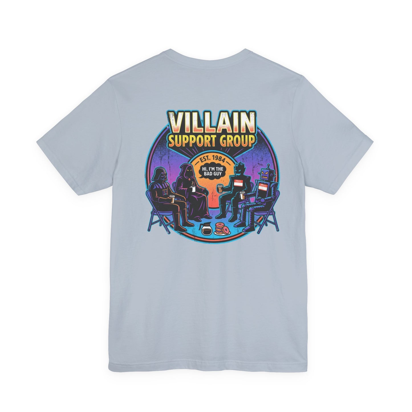 Villain Support Group T-Shirt — Funny Retro Supervillain Meetup Tee