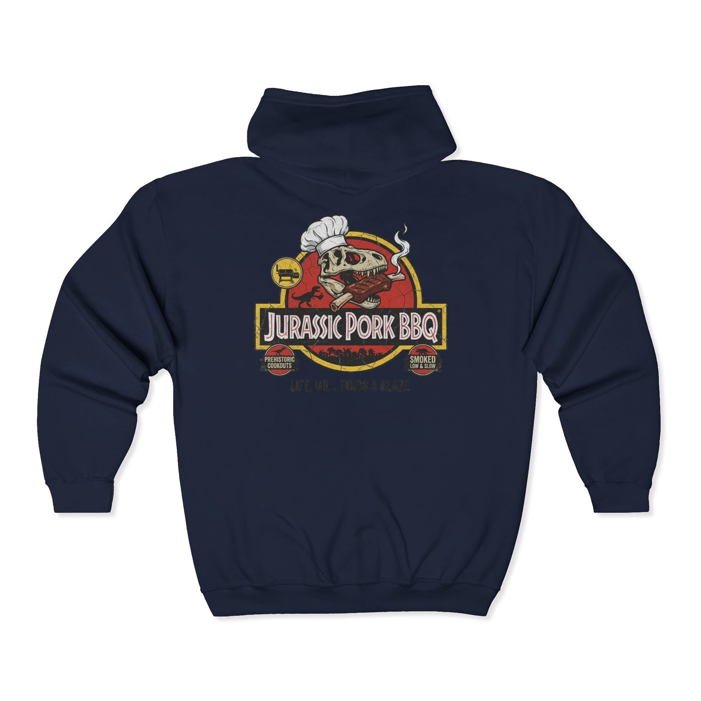 Jurassic Pork BBQ Zip-Up Hoodie — Franchise Owner Full-Zip Hoodie