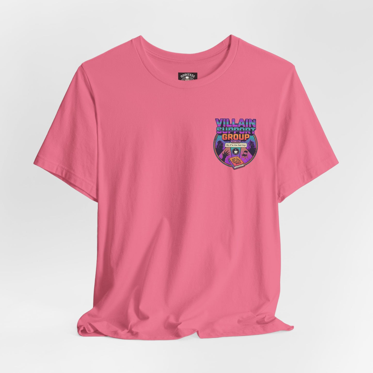 Villain Support Group T-Shirt — Funny Retro Supervillain Meetup Tee