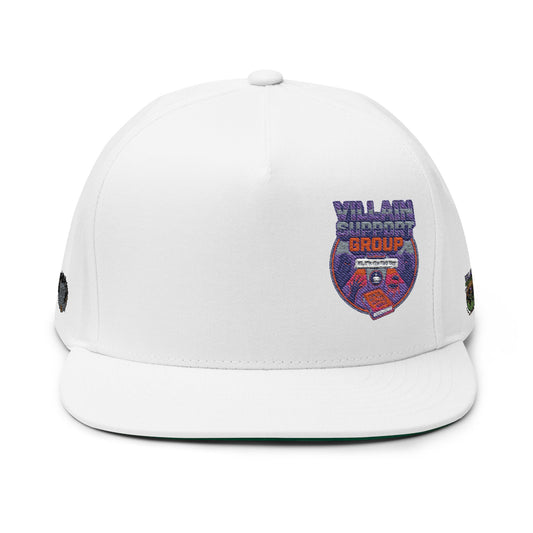Villain Support Group - Flat Bill Snapback Cap — Embroidered Vintage Badged