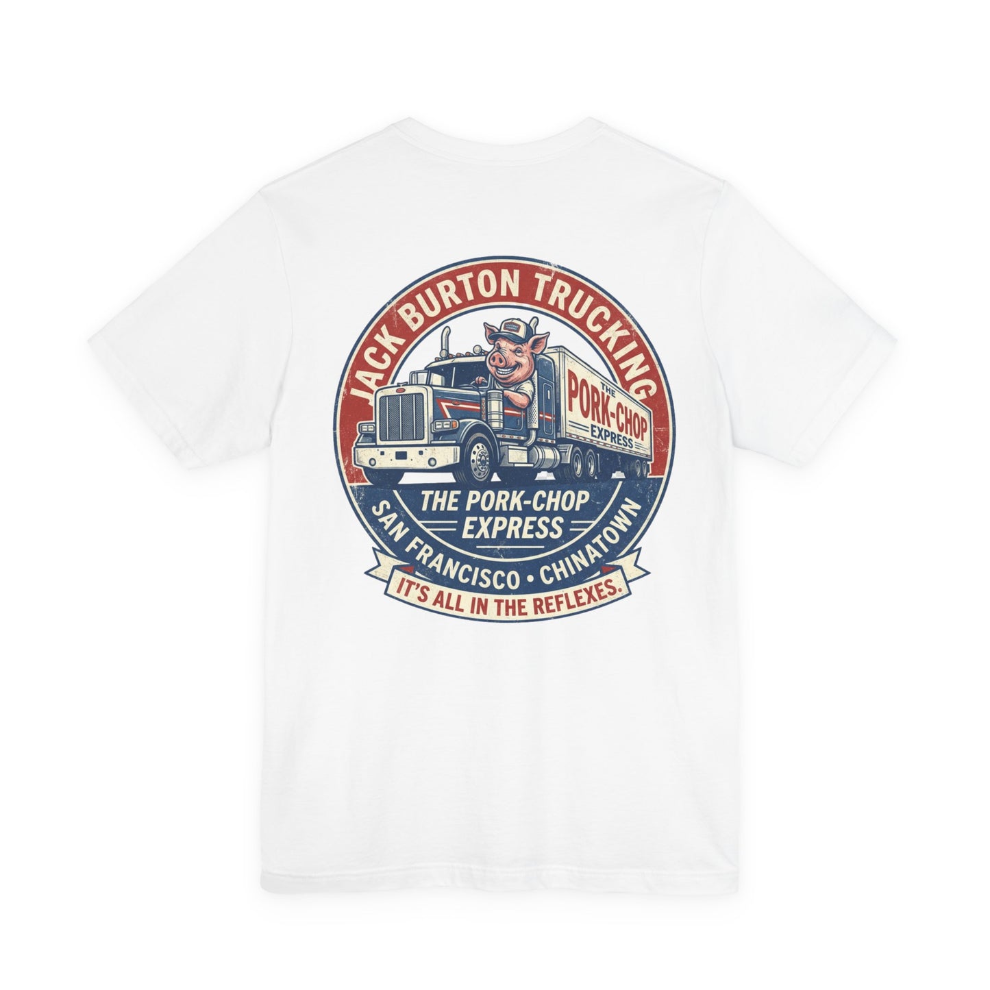 Trucking T‑Shirt — "Jack Burton Trucking: The Pork-Chop Express" Retro Logo Tee